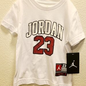 Jordan Kids White and Red Short Sleeve Tee